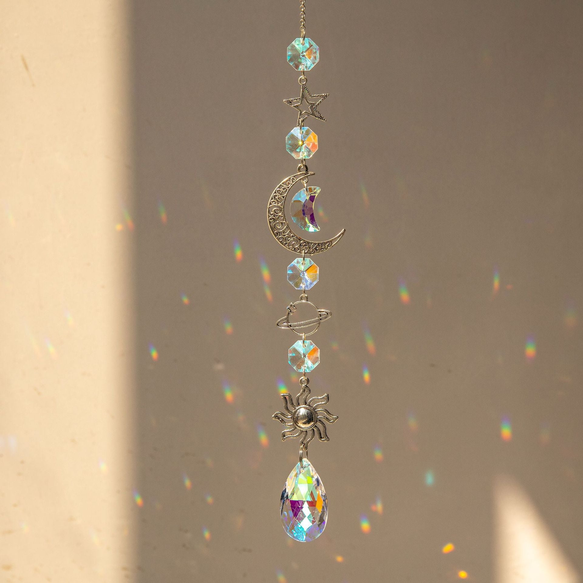 Wholesale Silver Planet Galaxy Sun Moon Star Crystal Sun Catcher Pendant